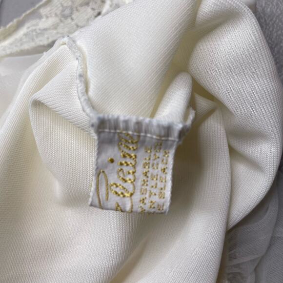 Vtg Miss Elaine Nightgown Slip Embroidered Floral Fairy Bride Honeymoon White M - Picture 8 of 10